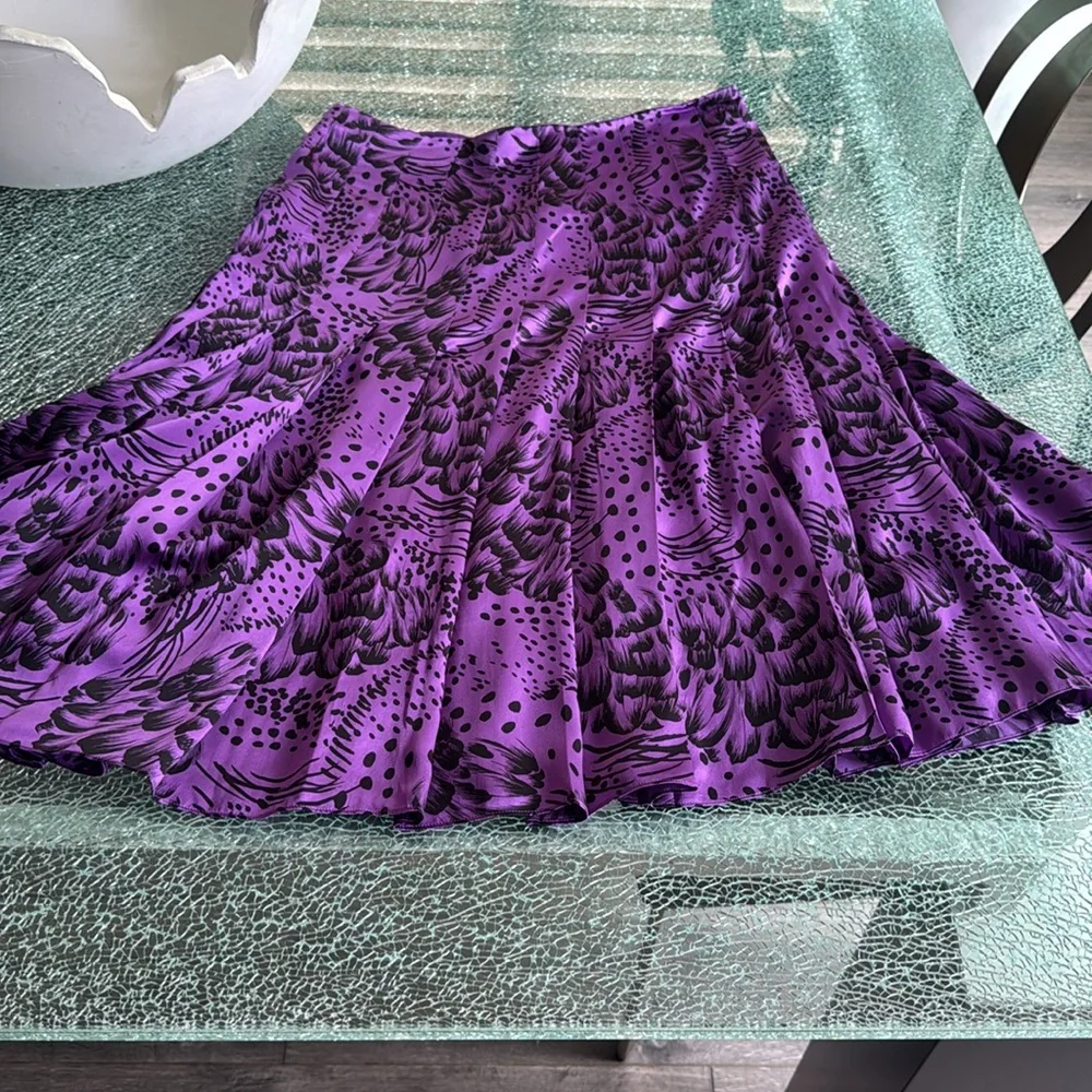 Escada Asymmetrical Skirt in Vibrant Purple and‎ Black 42